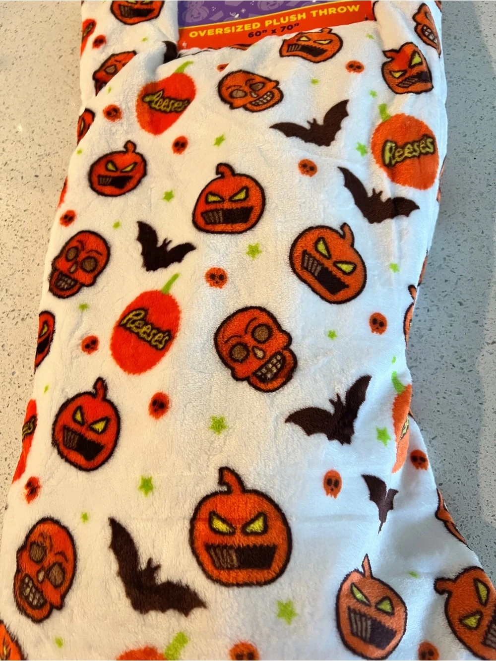 Reese's Halloween pumpkin/skull plush throw blanket 60x70